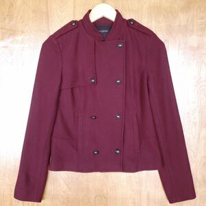 Banana Republic Double Breasted Jacket Sz 2 Wool Blend Military Red Maroon